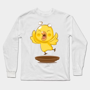 Cute Yellow Bird Cartoon Long Sleeve T-Shirt